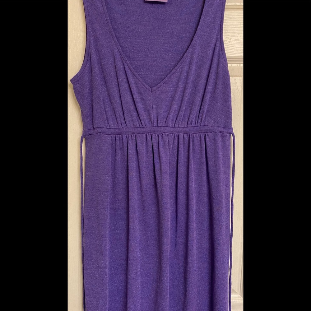 MICHAEL STARS The Original Tee MATERNITY v-neck iridescent purple dress one size - Picture 4 of 4